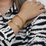 Cuban Chain Square Pattern Cuff Bangles For Women