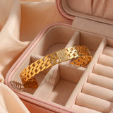 Cuban Chain Square Pattern Cuff Bangles For Women