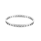 Silver Rose Bangles For Women Stainless Steel Plated Cuff Bracelets