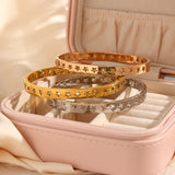 Silver Rose Bangles For Women Stainless Steel Plated Cuff Bracelets