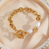 Freshwater Pearl Chain Necklace Stainless Steel Bar Clasp