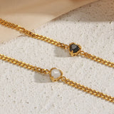 18K Plated CZ Heart Charm Cuban Bracelet