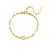 18K Plated CZ Heart Charm Cuban Bracelet