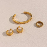 Chunky Ring Earrings Stainless Steel Chain Necklace Set