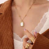 Vintage Rose Women's Necklace Stainless Steel Flower Pendant Chain Choker