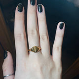 Engraved Stainless Steel Wildflower Signet Ring