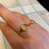 Engraved Stainless Steel Wildflower Signet Ring