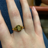 Engraved Stainless Steel Wildflower Signet Ring