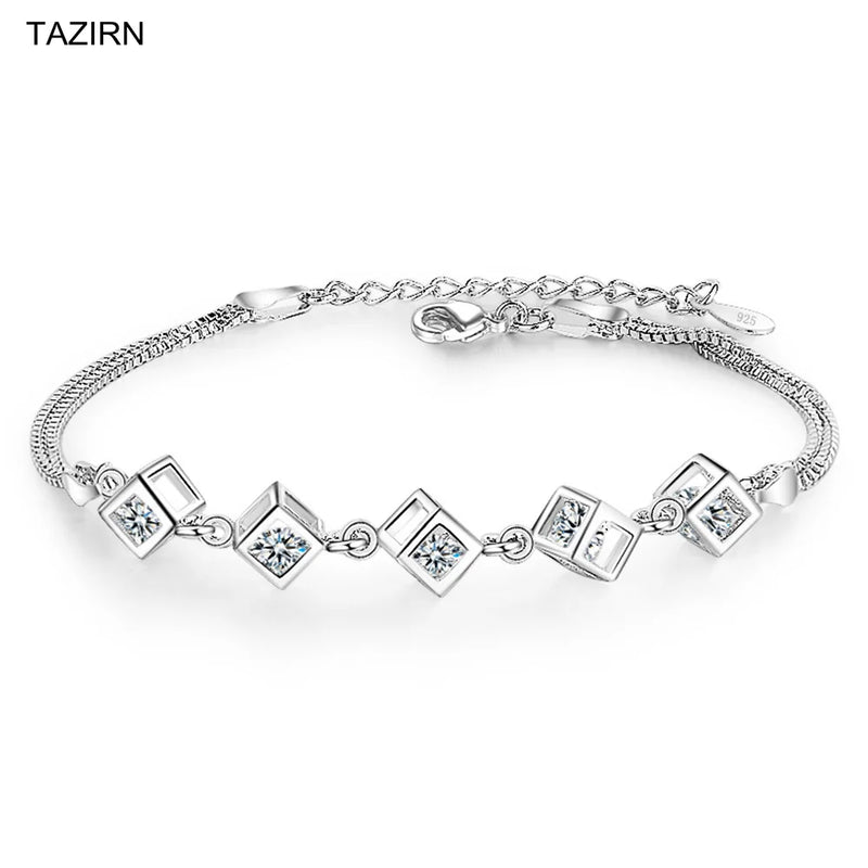 CZ Square Bracelet for Women Party Anniversary Christmas Gift Jewelry