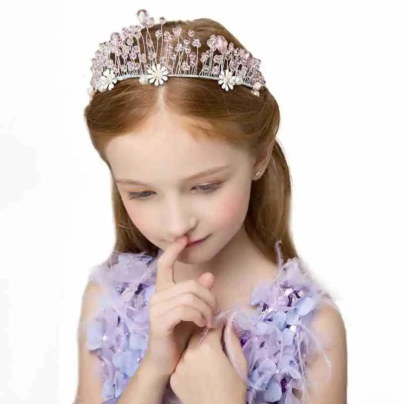 Crystal Rhinestone Daisy Flower-Girl Princess Crown