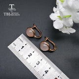 Moonstone Clasp Earrings 925 Sterling Silver Real Gemstone for Girl