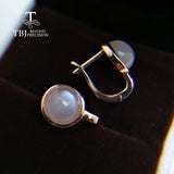 Moonstone Clasp Earrings 925 Sterling Silver Real Gemstone for Girl