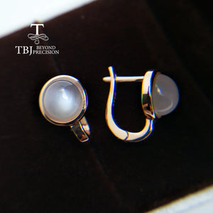 Moonstone Clasp Earrings 925 Sterling Silver Real Gemstone for Girl