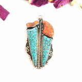 TBP281 Tibetan Jewelry Copper Pendant with Colorful Stones from Nepal