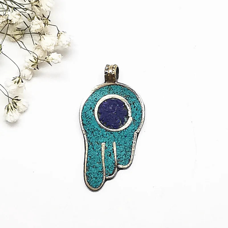 Tibetan Buddha Hand Amulet Charms Metal Copper