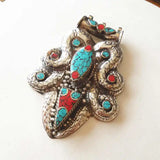 TBP699 Tibetan Dragon Amulet Copper Inlaid Pendant