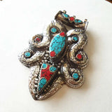 TBP699 Tibetan Dragon Amulet Copper Inlaid Pendant