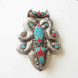 TBP699 Tibetan Dragon Amulet Copper Inlaid Pendant