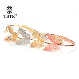 Pearl Butterfly Cuff Bracelet Copper CZ Women's Jewelry