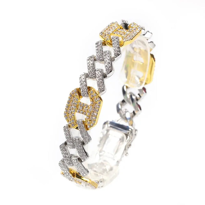 TBTK 17mm Cuban Link Crystal Bracelet Multicolor Hiphop Drop