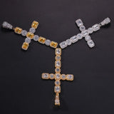TBTK Cross Pendant Bling Zirconia Stones Punk Style Pendant Necklace