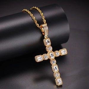 TBTK Cross Pendant Bling Zirconia Stones Punk Style Pendant Necklace