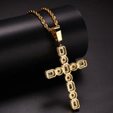 TBTK Cross Pendant Bling Zirconia Stones Punk Style Pendant Necklace