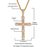 TBTK Cross Pendant Bling Zirconia Stones Punk Style Pendant Necklace