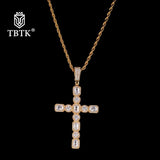 TBTK Cross Pendant Bling Zirconia Stones Punk Style Pendant Necklace