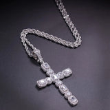 TBTK Cross Pendant Bling Zirconia Stones Punk Style Pendant Necklace