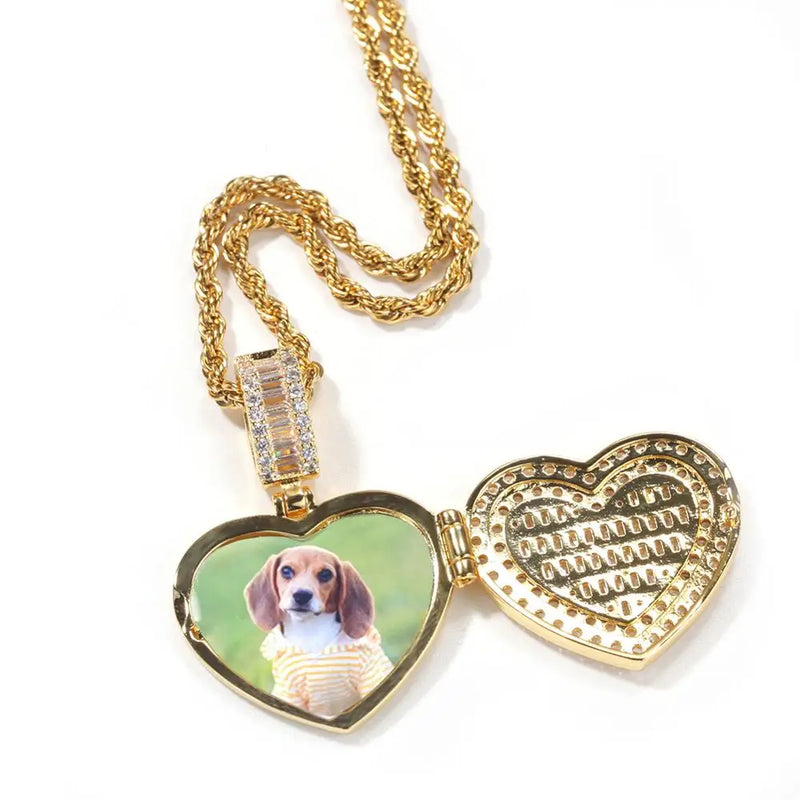 Personalized Couple Heart Locket Pendant with Engraved Name - Memory Jewelry