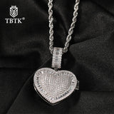TBTK Couple Heart Shape Locket Frame Pendant Engraved Name Memory Jewelry