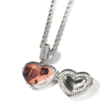 TBTK Couple Heart Shape Locket Frame Pendant Engraved Name Memory Jewelry