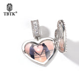 Heart Shape Photo Locket Frame Pendant Engraved Name Memory Jewelry Couple Gift