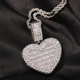 Heart Shape Photo Locket Frame Pendant Engraved Name Memory Jewelry Couple Gift