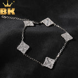 TBTK Lucky 4 Leaf Clover Bracelet Micro Paved CZ Charm Link Gift