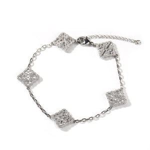 TBTK Lucky 4 Leaf Clover Bracelet Micro Paved CZ Charm Link Gift
