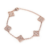 TBTK Lucky 4 Leaf Clover Bracelet Micro Paved CZ Charm Link Gift