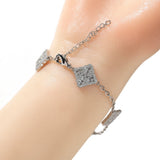 TBTK Lucky 4 Leaf Clover Bracelet Micro Paved CZ Charm Link Gift