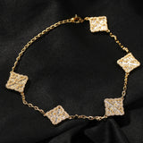 TBTK Lucky 4 Leaf Clover Bracelet Micro Paved CZ Charm Link Gift