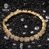 TBTK Micro Pave CZ Mix Round & Square Bracelet 8mm Charm Men Hiphop Bling