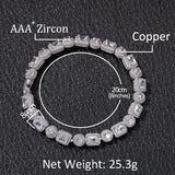 TBTK Micro Pave CZ Mix Round & Square Bracelet 8mm Charm Men Hiphop Bling