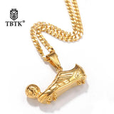 TBTK Football Shoes Soccer Ball Pendant Necklace for Men