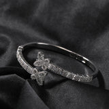 Baguettecz Butterfly Bracelet Micro Paved Bling Cubic Zirconia Cuff Bangle Gift