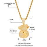 TBTK US Dollar Purse Pendants Hiphop Men Necklaces Money Bag Pendant Bling CZ