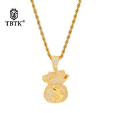 TBTK US Dollar Purse Pendants Hiphop Men Necklaces Money Bag Pendant Bling CZ
