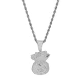 TBTK US Dollar Purse Pendants Hiphop Men Necklaces Money Bag Pendant Bling CZ