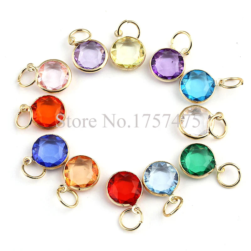 120pcs 12 Colors Acrylic Birthstone Charms for Bracelet Bangles