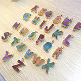 1Pc A-Z Initial Natural Druzy Quartz Stone Pendants