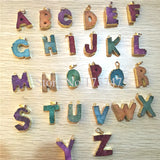 1Pc A-Z Initial Natural Druzy Quartz Stone Pendants